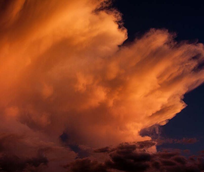 A photo of an orange dust cloud