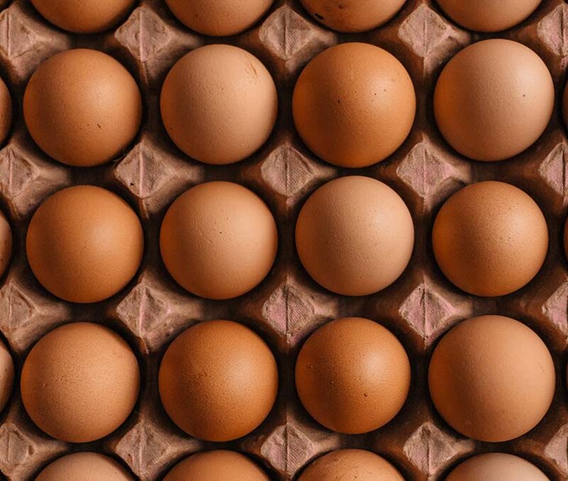 A carton of brown eggs